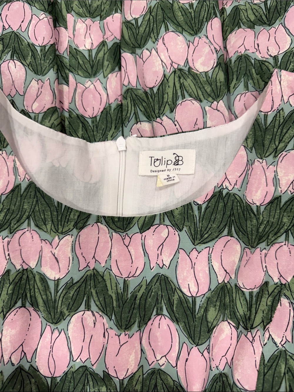 Sleeveless Pink & Green Floral Casual Dress - Picture 2 of 4